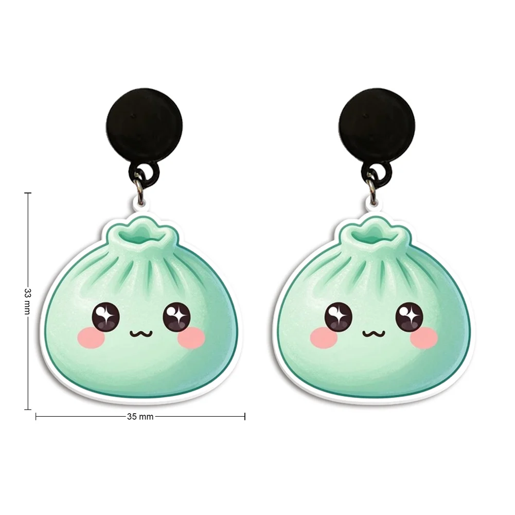 Breakfast Food Bao Dumpling Resin Earrings Dangle Pendant Earrings Design Drop Earrings Acrylic Girls Accessories