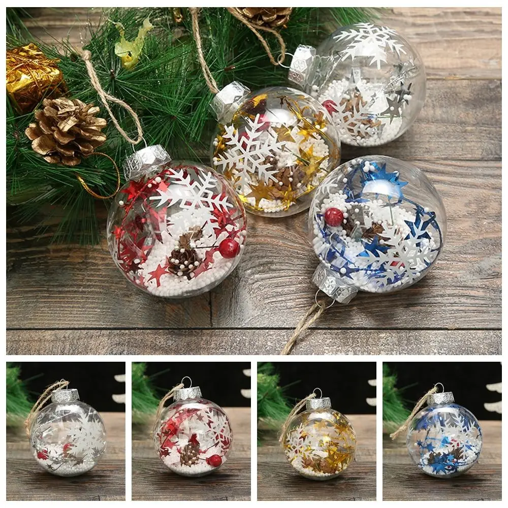 

PET Snowflake Christmas Ball Transparent Round Christmas Pendant Ball 8cm Shatterproof Christmas Tree Decorative Festival