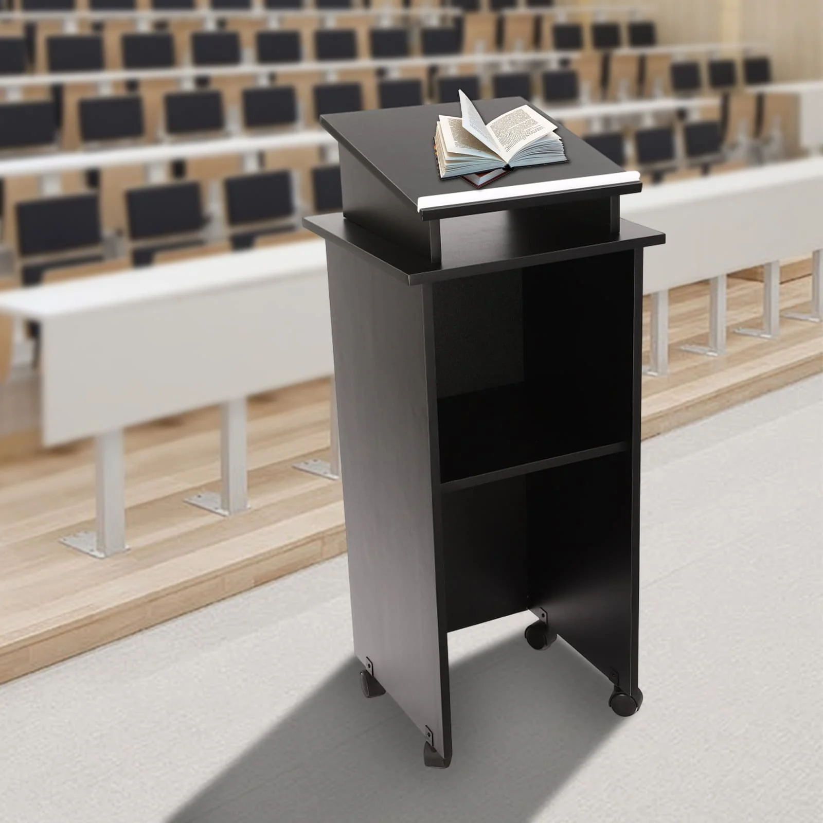 [حامل عرض المؤتمرات المحمول.] حامل عرض تقديمي محمول مكون من 4 طبقات - معدني - لكنيسة الفصول الدراسية - قوي متحرك