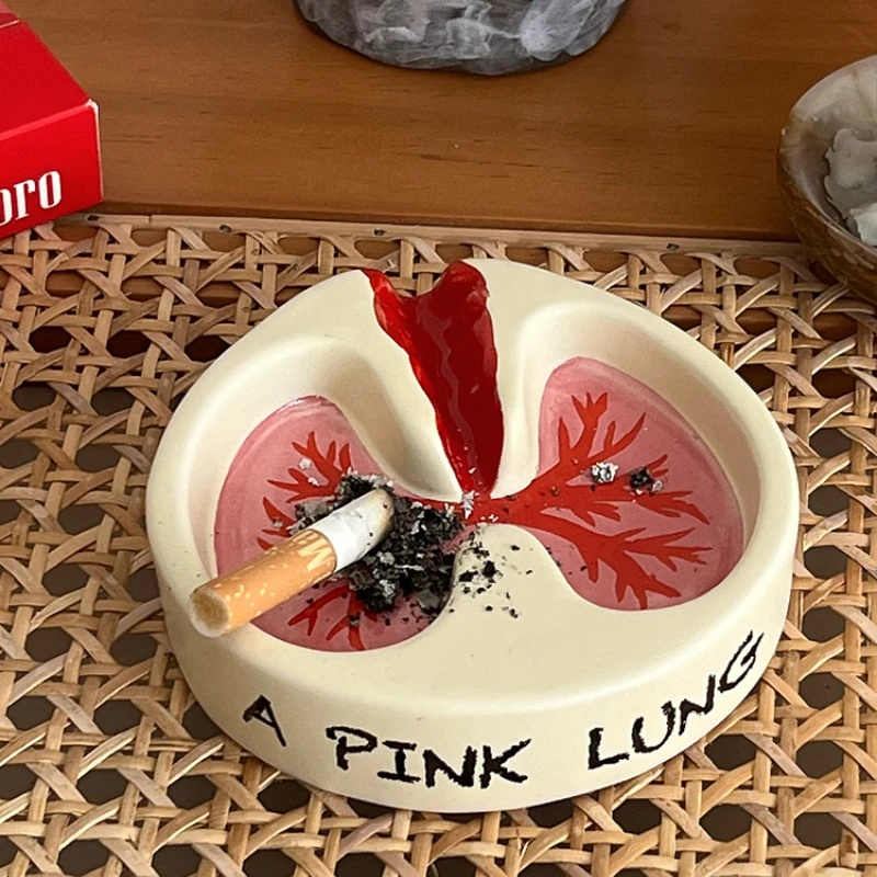 Decoración creativa de pulmón rosa para sala de estar, Cenicero de cerámica, adornos, regalo para ahumar, accesorios para fumar