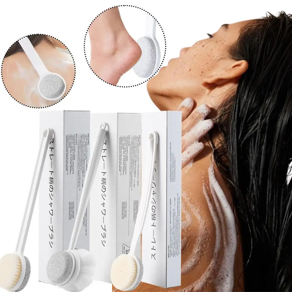 Manico lungo Spazzola per la schiena per doccia Setole morbide Spazzola da bagno esfoliante per il corpo Scrubber per la schiena Forniture da bagno con pietra pomice N1F0