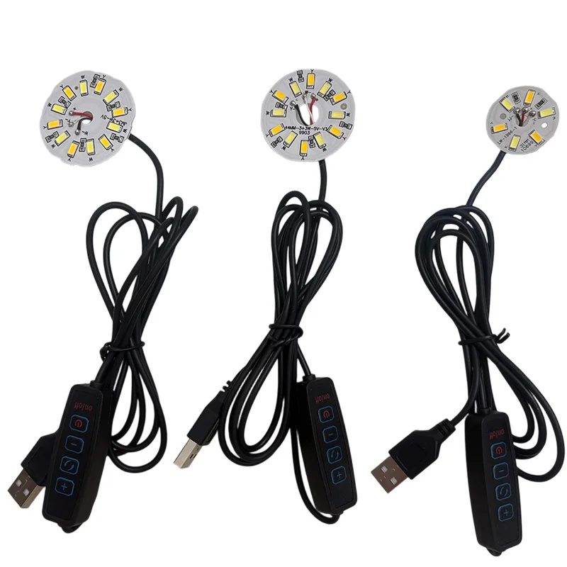 1PCS DC5V Dimmable LED chip 3W 31MM /44MM/46MM Surface Light Source Double Color LED Light Beads With 1.5M 4keys Dimmer cable