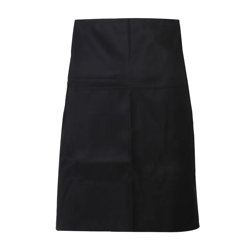 Waiter Black Apron Pocket Short Waterproof Waist Apron Catering Baking Bar Hotel Shop Chef Man Women Kitchen Cleaning Working