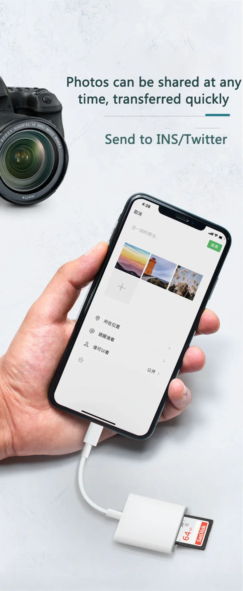 For iPhone TF SD Card Reader Adapter For Apple iPhone 14 13 3.0 OTG Card Reader Camera Photo Transmission Phone Accessories