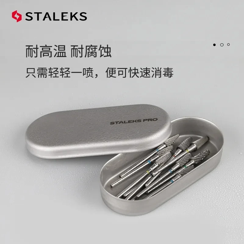 STALEKS LE-20-1 Stainless Steel Nail Tools Disinfection Tray Manicure Drill Holder Polishing Head Earring Jewelry Storage Box