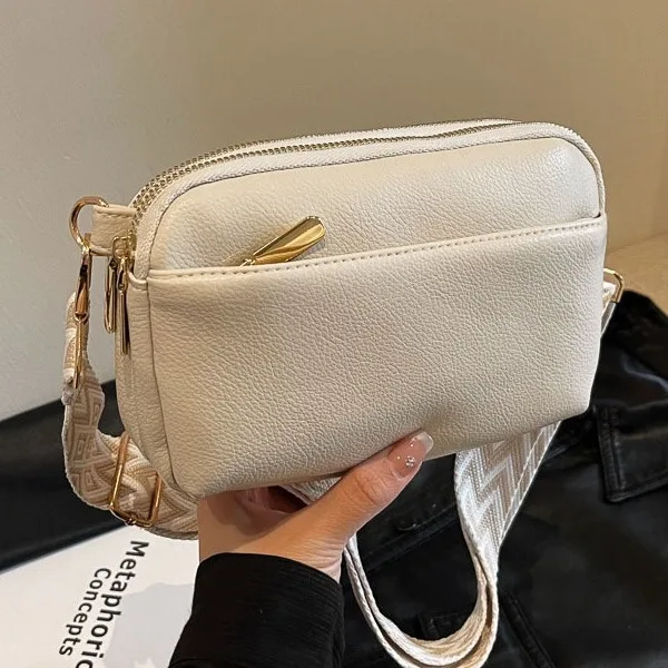 Fashion Multi-layer Women Shoulder Bags Vintage Striped Wide Strap Crossbody Bag Small Phone Purses 2024