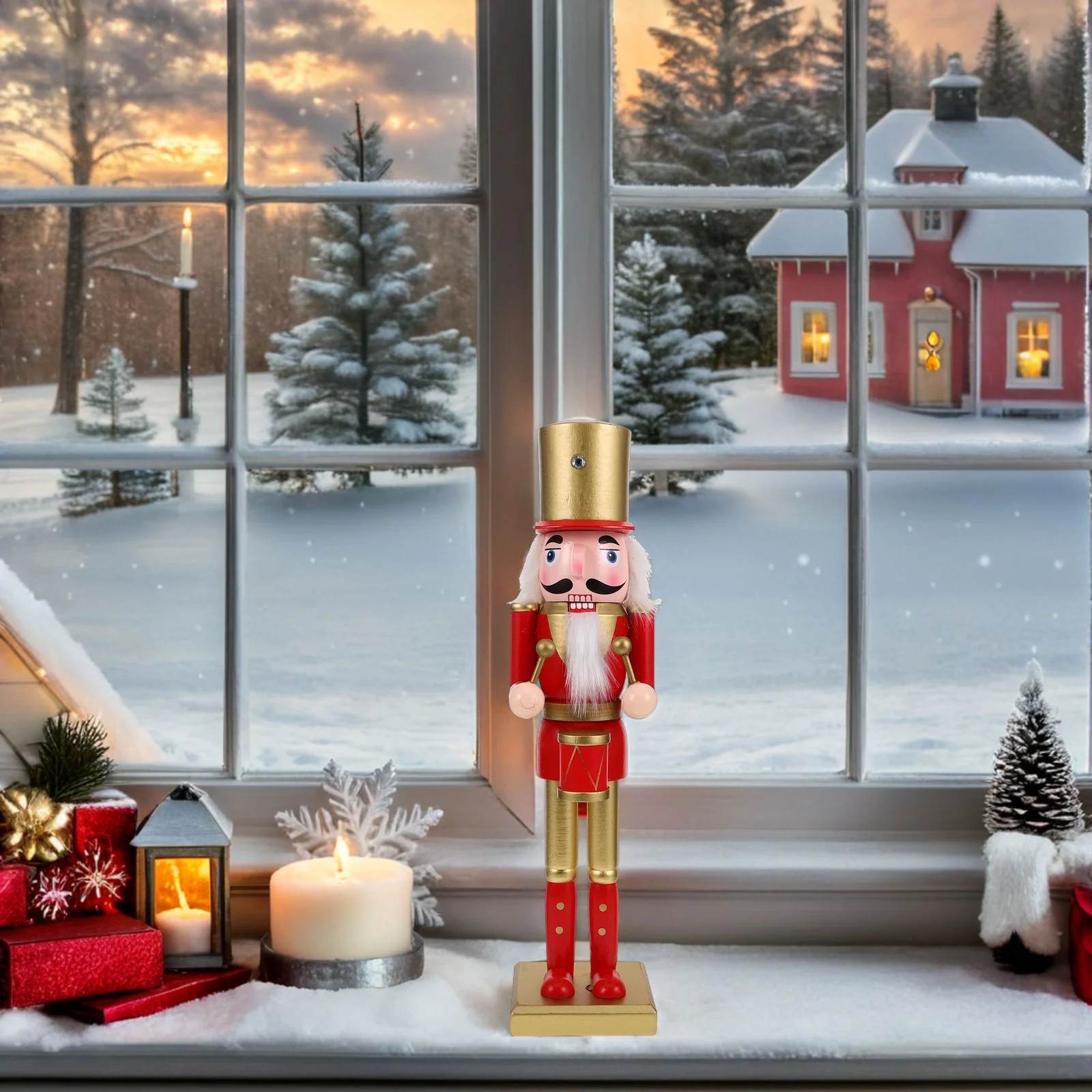

Nutcracker Ornament Holiday Tabletop Figurines Statue Christmas Decor Wood Style