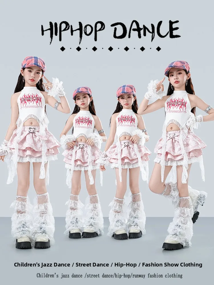 Girls' Jazz Dance Outfit New Style Belly Show Children's Performance Clothes Fashionable Children's Show Dance Trendy Clothing