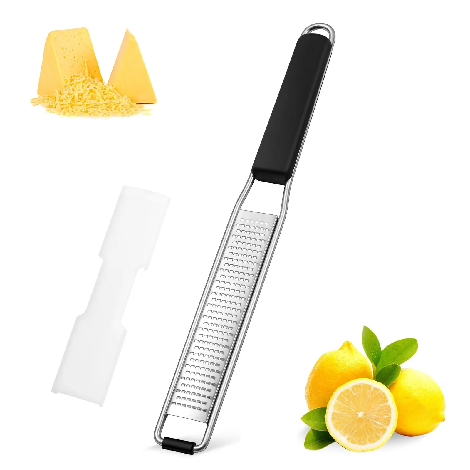 Käsereibe aus Edelstahl – 4-in-1-Zester mit Deckel und Bürste
