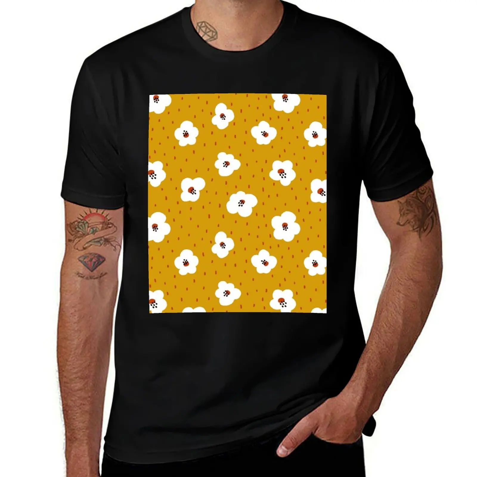 Kawaii Flower Pattern T-Shirt cute tops custom t shirt graphics anime shirts men