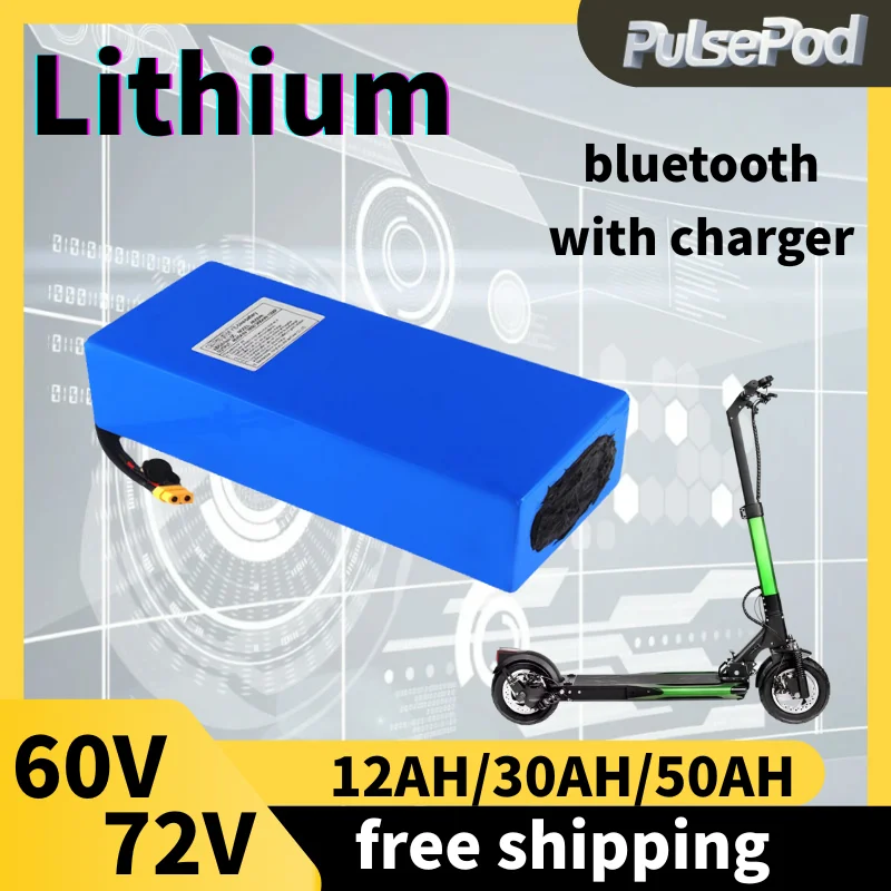 

72V 5000W Battery 30Ah 50Ah 60V 12Ah 30Ah 50Ah Lithium Ion for 800W 10KW 14KW Two-Wheeler Citycoco Golf Cart Backup Power EV