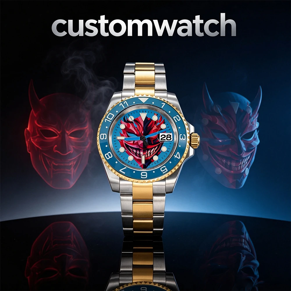 custom Luxury Mask watch NH35 movement automatic mechanical watch sapphire glass business creativity watch stainless steel strap