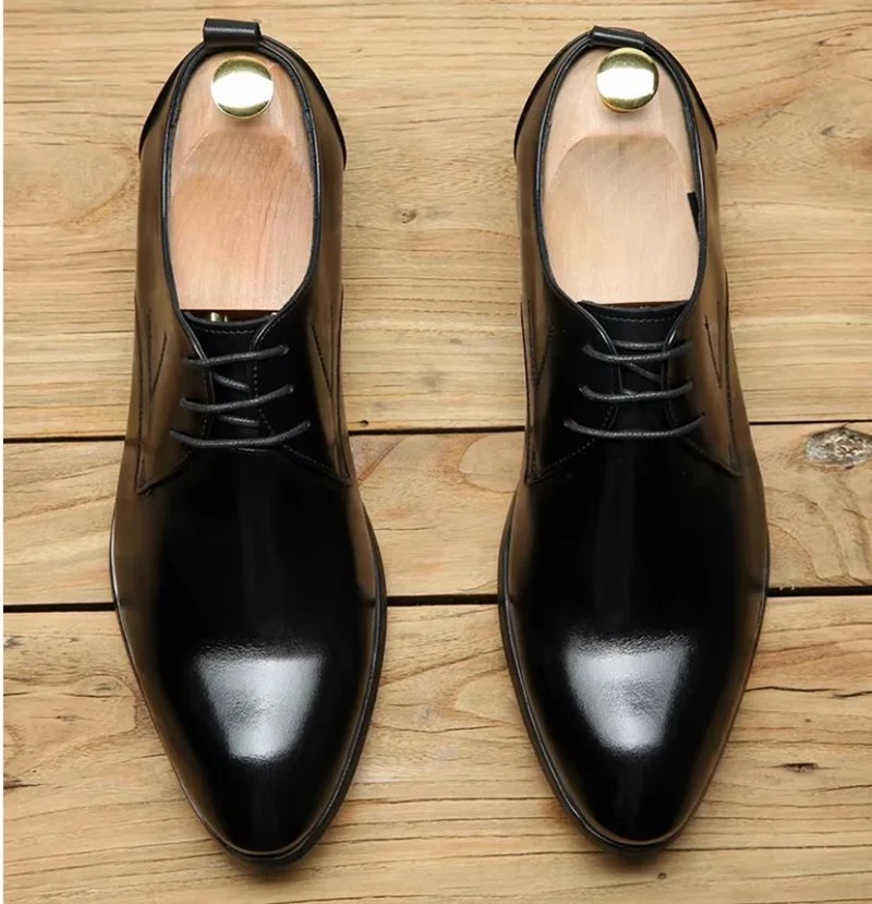 High Quality Men's Leather Dress shoes New Style First-layer Cowhide Business Formal Shoes Lace-up Genuine Leather Derby Shoes