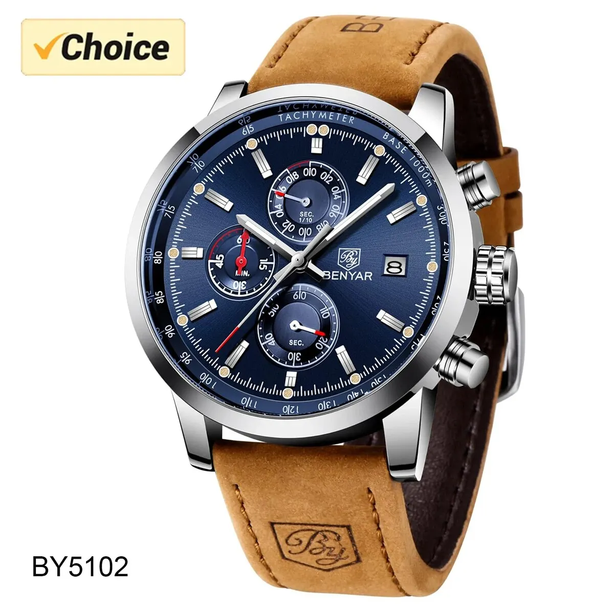 BENYAR 2024 New Quartz Watch Men Top Brand Luxury Mens Watches Chronograph Wristwatch Reloj Hombre Sport Clock Waterproot BY5102