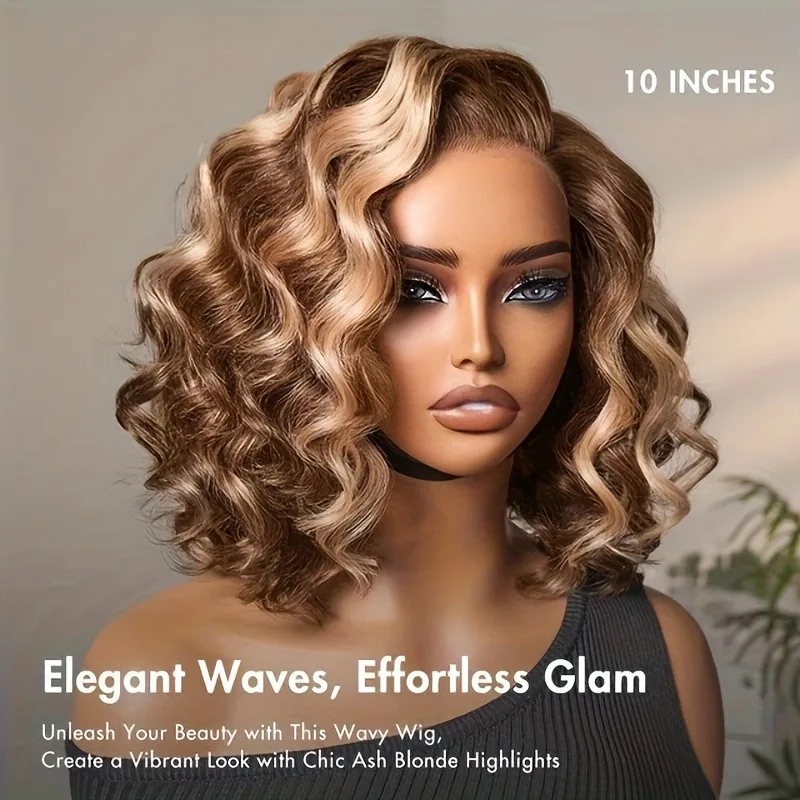 Ombre Bob Wig Human Hair 4/27 Highlight Wig Deep Wave Curly Honey Blonde Lace Front Bob Wigs 200 Density 16 Inches image 4