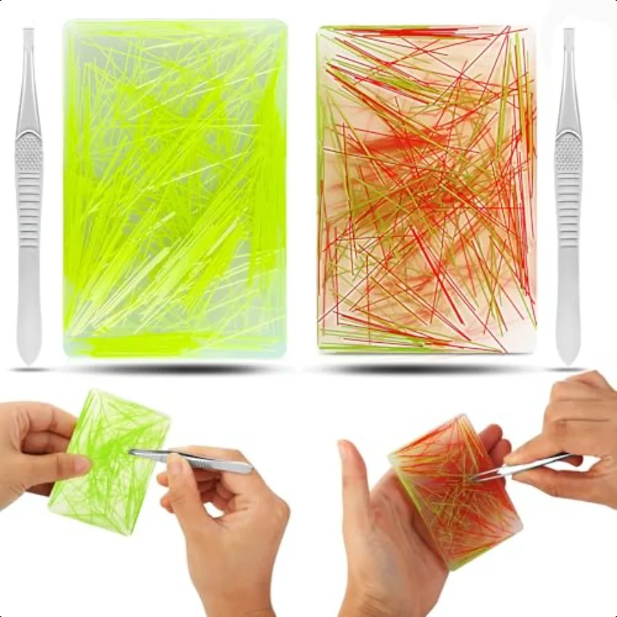 

2-упаковка игрушек для вытягивания волос, игрушки для сбора кожи, игрушки для взрослых, силиконовая подушечка для высказывания волос с пинцетом, снимает тревогу, СДВГ, трихо