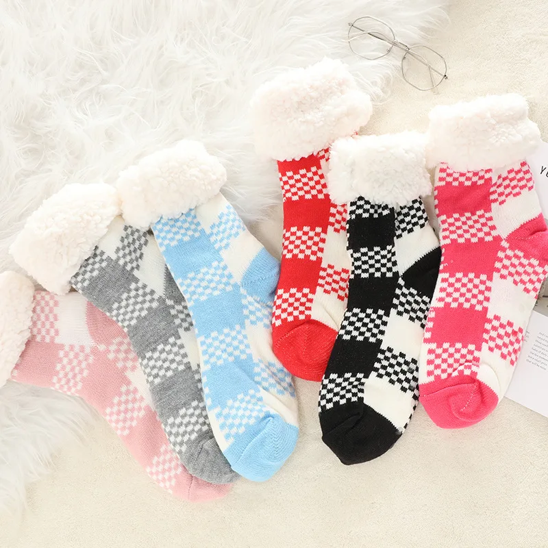 

Winter Ultra-Plush Fleece-Lined Floor Socks for Women Non-Slip Indoor House Slipper Socks Thermal Home Sleep Warmth
