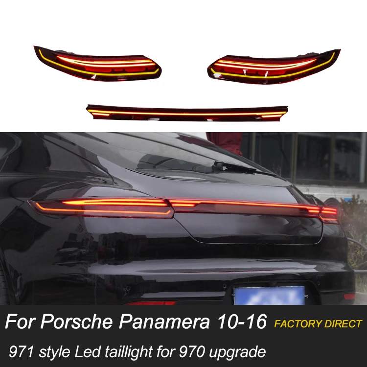 Car rear lights 970 through taillights upgrade to 2023 971 style LED tail lights with bar for panamera 970 970.1 970.2