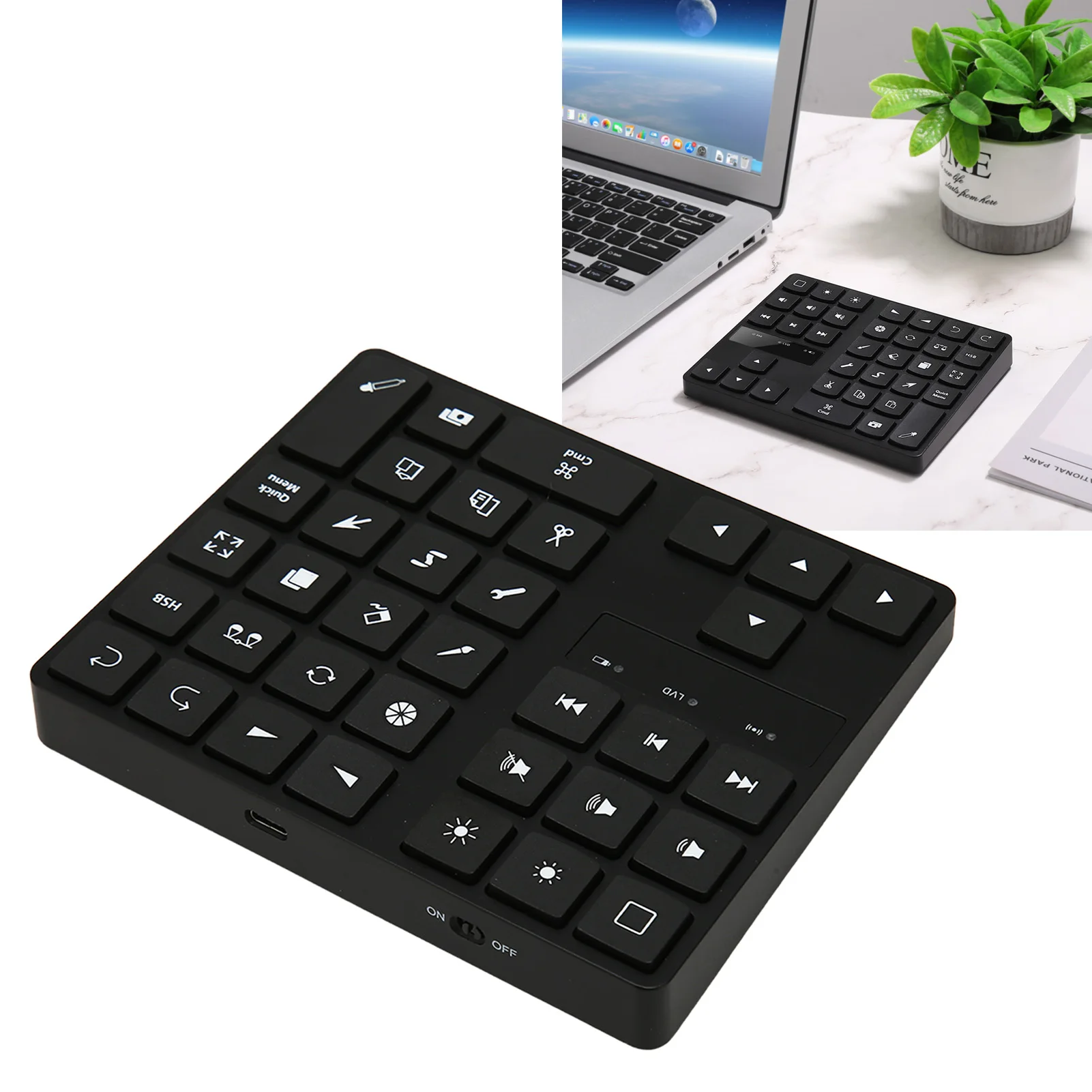 Mini Drawing Keyboard 35 Keys One Handed Ergonomic Drawing Shortcut Keyboard for IOS for OS X Wireless Keypad Drawing Keyboard