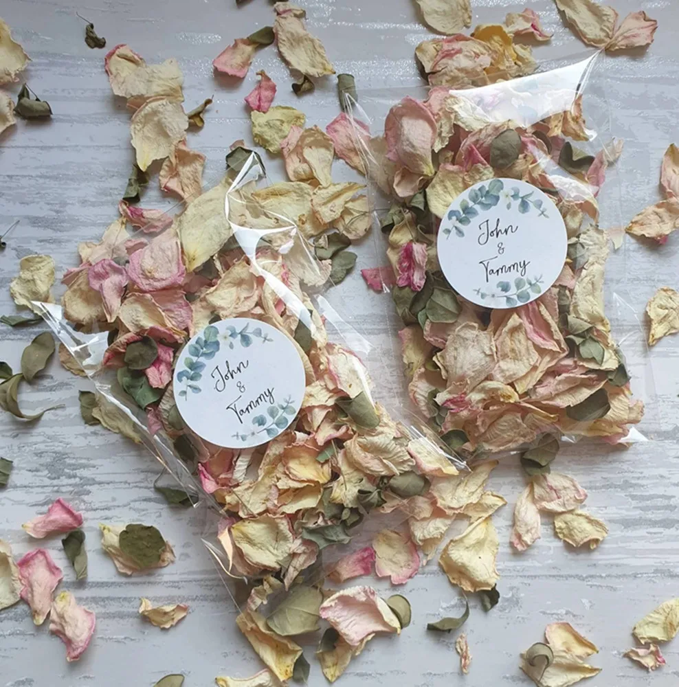 

25PCS Biodegradable Confetti. Personalised Pre filled Clear packets. Wedding confetti. Petal confetti. Confetti Packets. Confett