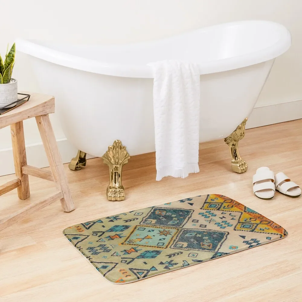 

Boho Oriental Traditional Handmade Moroccan Fabric Style Bath Mat Rug Foot Non-Slip And Washable Kitchen Hallways Mat