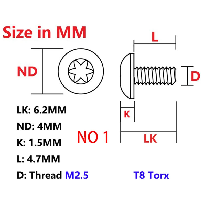 Tornillos Titanio T8 Torx M3 para Mangos Cuchillo Plegable - imagen 4