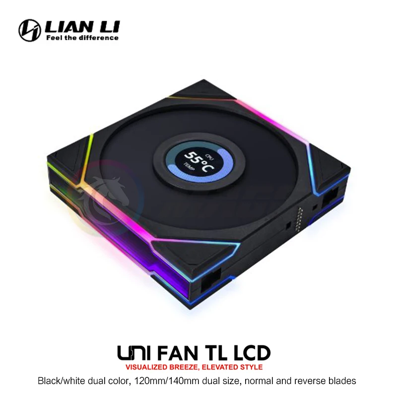 Lian Li LCD TL120 TL140 Forward/Reverse Watercooler Case Fan, 1.6'' Monitor Display 400*400, 1 / 3 Pcs Pack, New Arrival