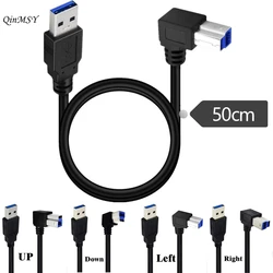 Super prędkość kabel USB 3.0 USB-A męski do USB-B 3.0 90 stopni Angeld typ B wymiana kabla kabel Usb3.0 do przesyłania danych