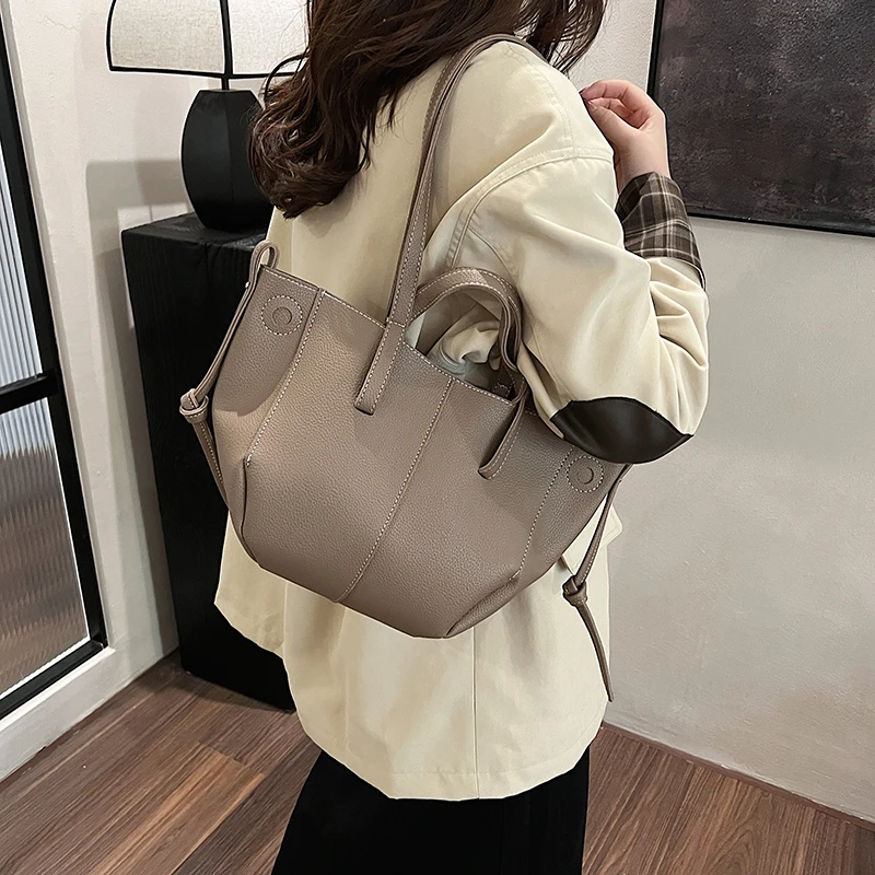 MOODS Branded Underarm Shoulder Bags For Women 2024 Latest Luxury Designer Handbags Soft PU Leather Large Capacity Shopping Tote