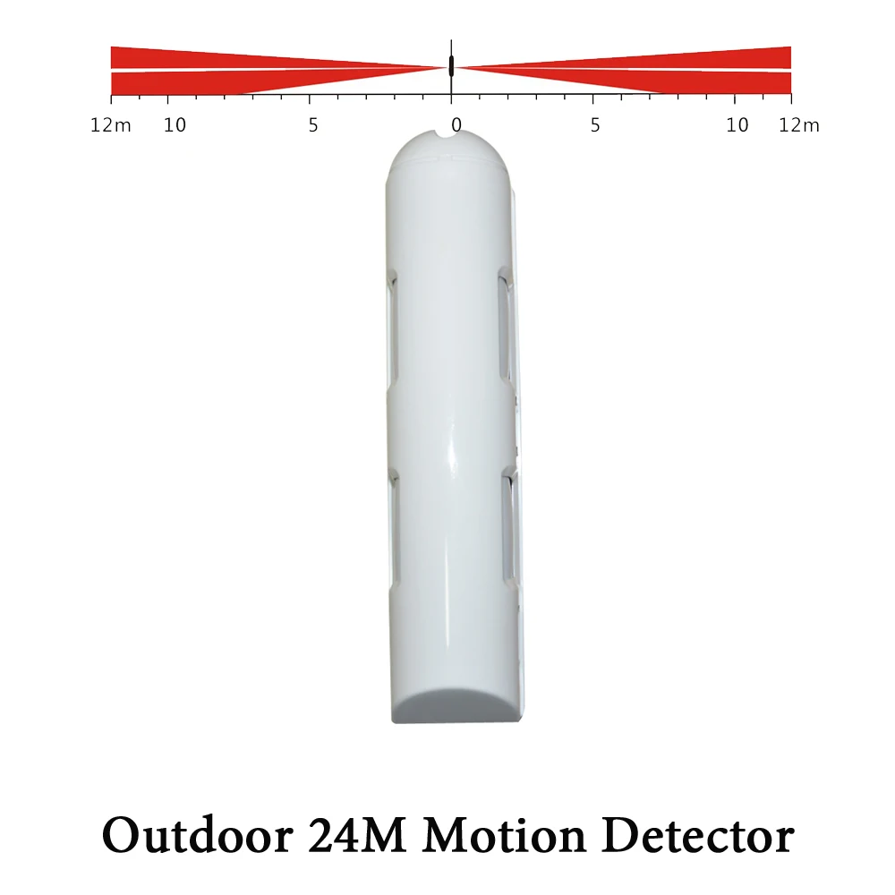 12-28Vdc 2 Side 4 Infrared Detector Outdoor Waterproof Wire Curtain PIR Movement Motion Sensor Anti Block Max 24m NC/NO Signal