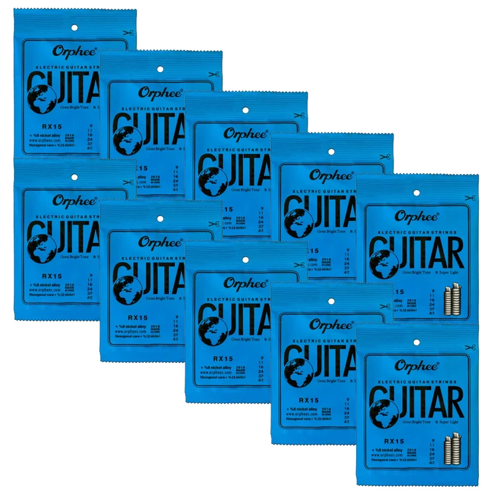 Electric Guitar Strings Super Light 10 Set 10-46 9-42 Hexagonal Carbon Steel Nickel Alloy Wire ORPHEE-TX 11-50