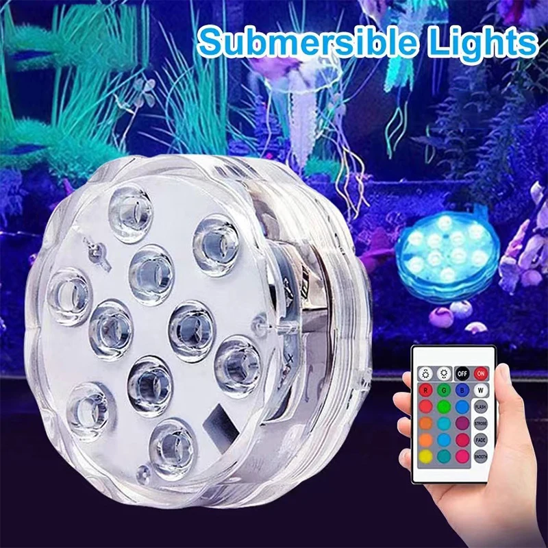 

10Led Swimming Pool Light Remote Control RGB Dive Fish Light LED Underwater Lamp Ship/Car Decorative Lamp for Vase Aquarium