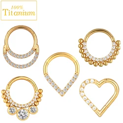 Septum Piercing Nose Rings G23 Titanium Tragus Cartilage Helix Conch Hoop Zircon Daith Earrings 6/8/10/12mm Clicker Body Jewelry