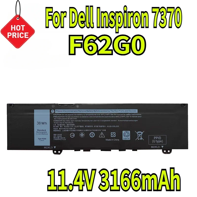 

11.4V 3166mAh For Dell F62G0 Inspiron 7370 7373 7380 5370 Laptop Battery