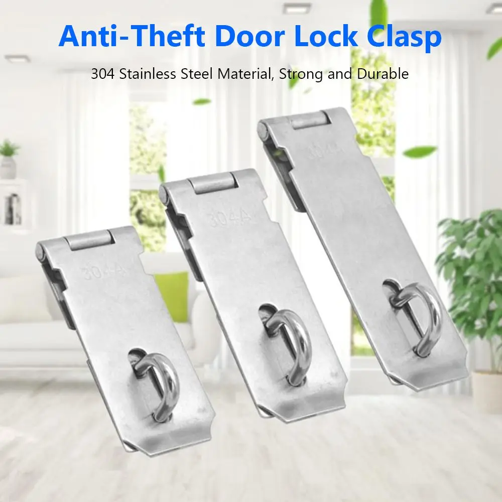 Household Stainless Steel Burglar-proof Gate Bolt Padlock Hasp Door Clasp Lock Shed Latch