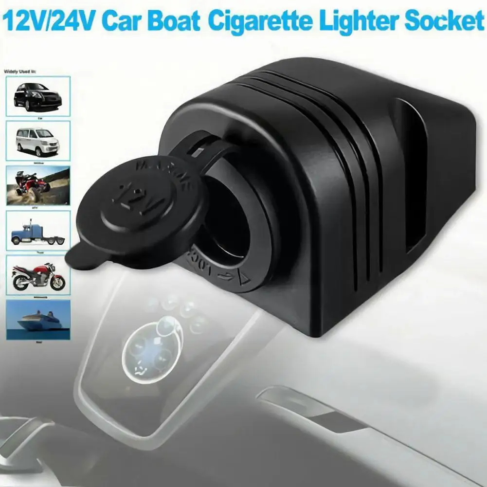 Universal 12/24V Cigarette Lighter Socket Car Splitter Power Socket Charger With Waterproof Tent Base for Van Truck Boat AT V7T1