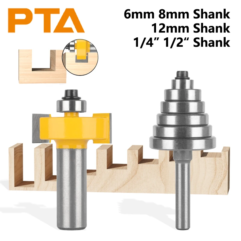 6MM-12.7MM Shank T-Type Slotting Bit Rabbeting With 6 Bearing Sets Router Bit Woodworking Milling Cutter for Wood Bit Face Mill