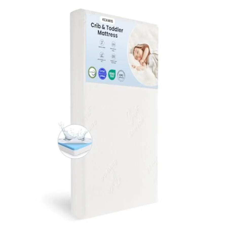 

Memory Foam Crib and Toddler Mattress: Dual-Sided Soft Cribs mattresses for Waterproof - 52" x 27.6" x 5" - Breathable - Bamboo