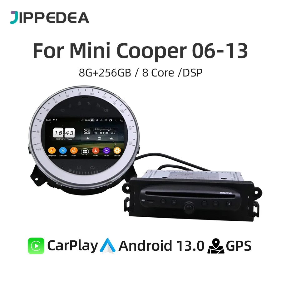 

Car DVD Radio CarPlay Android 13 DSP RDS Bluetooth GPS Navigation 4G WiFi Auto Multimedia Player For BMW MINI COOPER 2006-2013