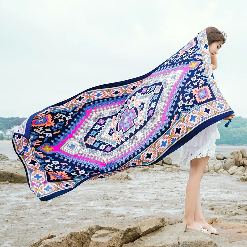 90x185cm Printing Process Twill Summer Suncare Beach Dress Bikini Sarong Wrap Scarf Women Brazilian Swimsuit Bathing Cover-ups