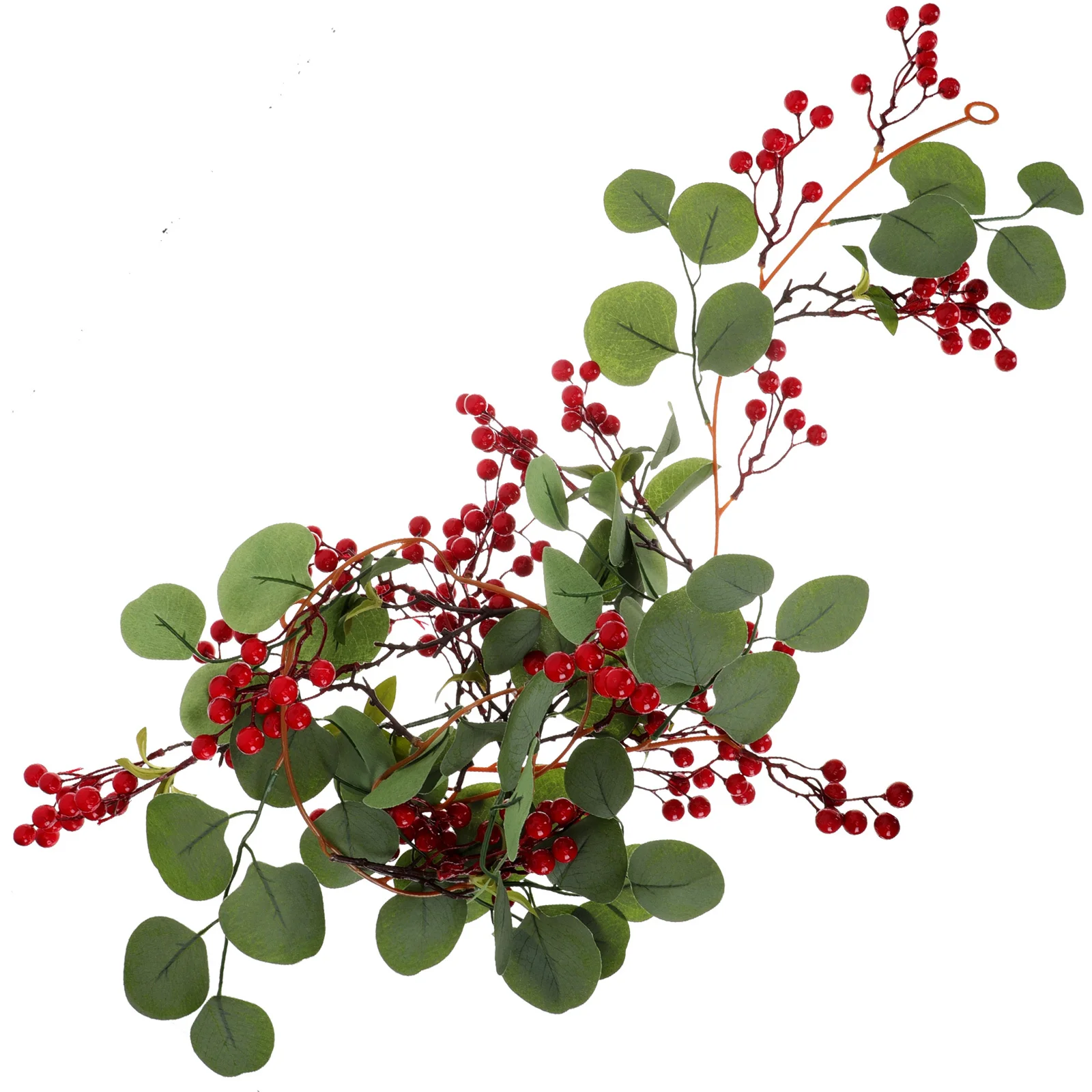 シミュレーションレッドベリーフェイクユーカリつる明るい装飾ストリングパーティーハンギング人工植物ウェディングガーランド壁飾り