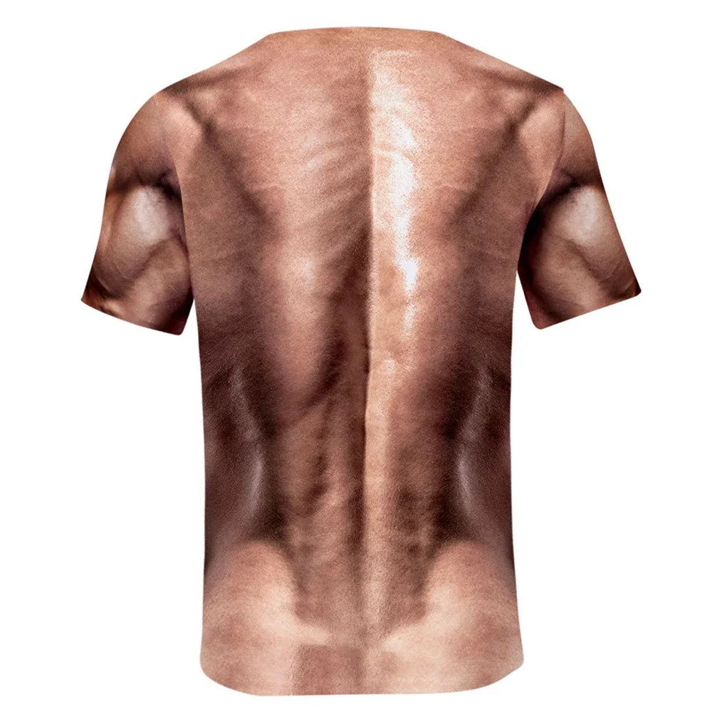 Muscle Body 3D Print T-Shirt Men Summer T Shirt Clothing Fashion Street Tees Flesh Pattern Oversized Male Short Sleeve Trendy