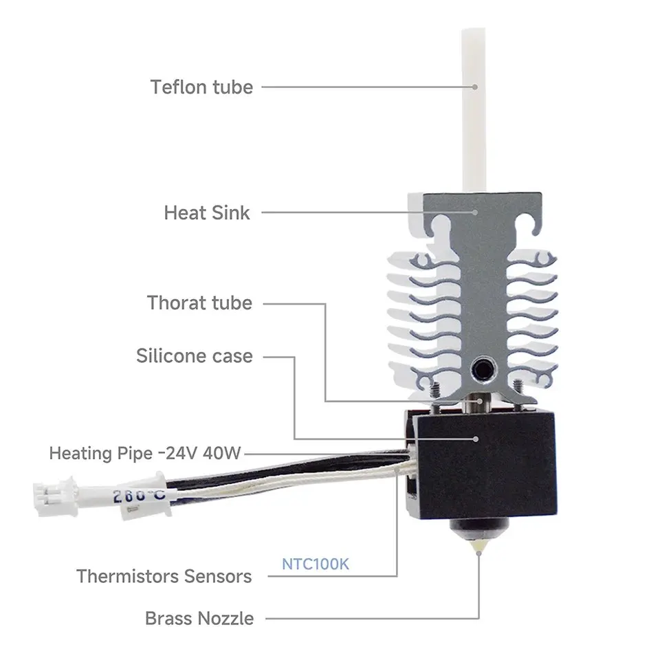 Hotend Kit For Creality Ender 3 V3 SE Titanium Alloy Throat Bimetal Heatbreak 24V 40W J-head Ender-3 V3 SE Heating Block Kit