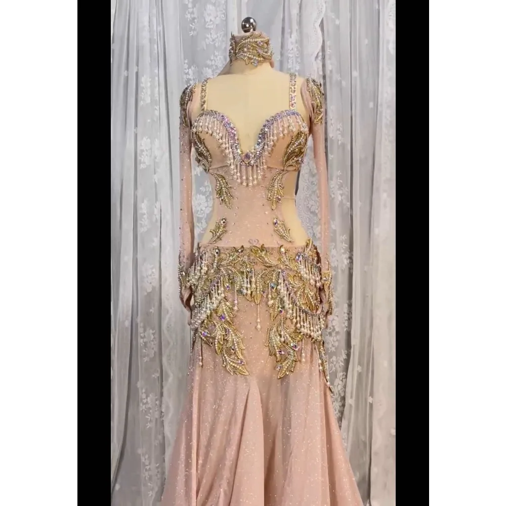 Customized Women Belly Dancewear Diamond Saidi Baladi Shabbi Folk Robe Bra Oriental Dance Group Competition Performance Dresses