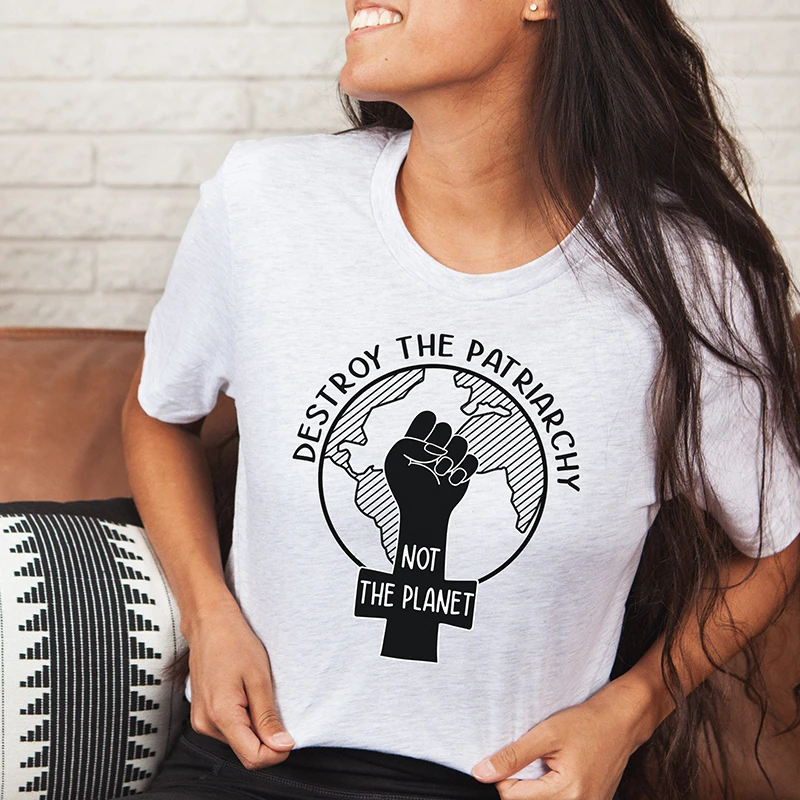 

Destroy The Patriarhy Not The Planet Women T Shirts Cotton Feminist Graphic Tee Ruth Bader Ginsburg T-shirt RBG Clothes Femme