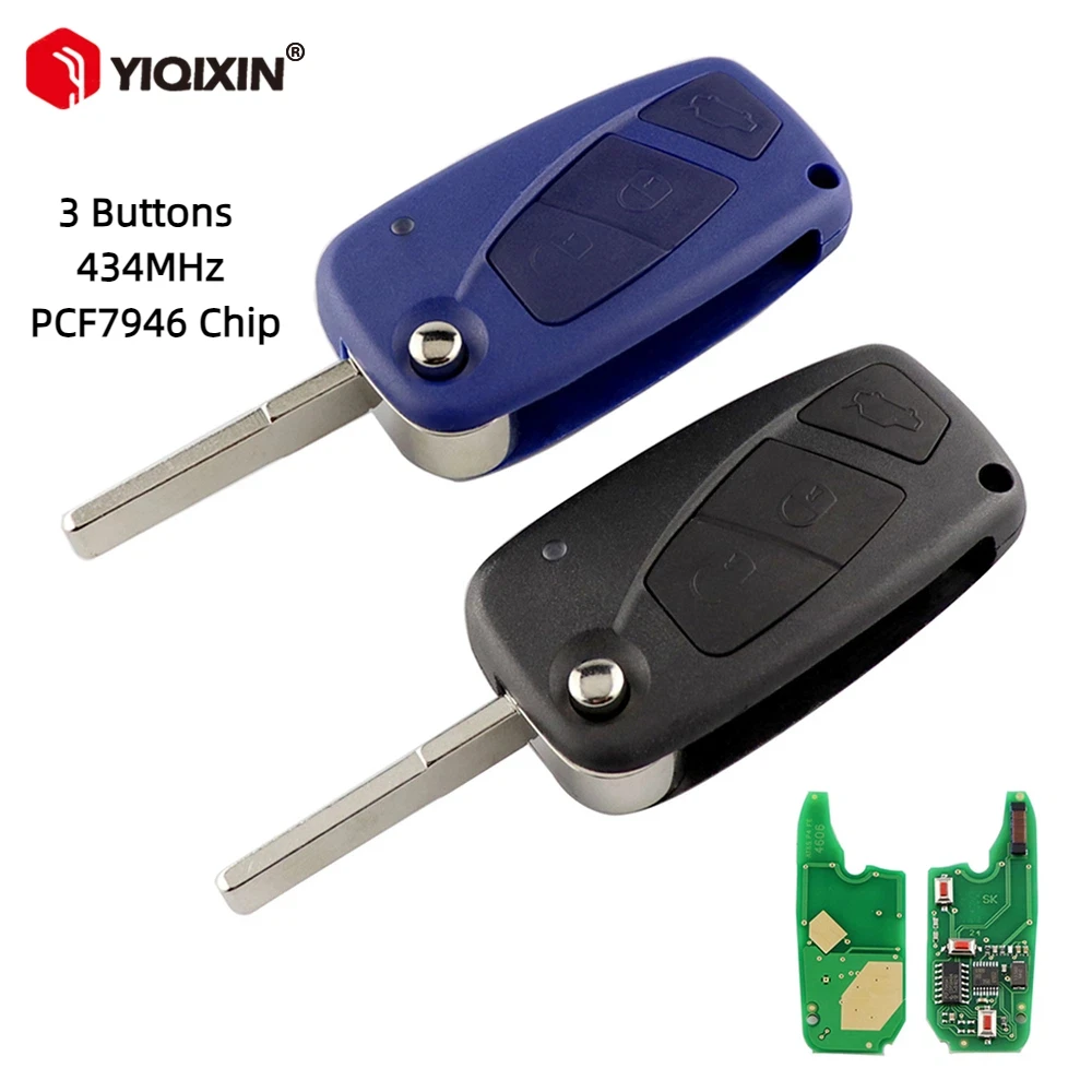 Remote Car Key For Fiat 500 Punto Ducato Stilo Panda EVO Bravo Doblo Qubo 3 Buttons  433MHz ID46 PCF7946 Chip Uncut For Peugeot