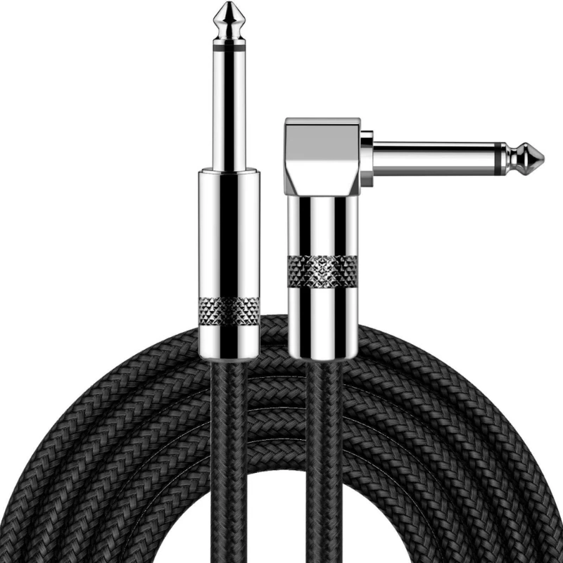 

Professional 10ft Guitar Instrument Cable 6.35 1/4inch Straight/Bend Connectors for Electric Bass Keyboards Amplifiers
