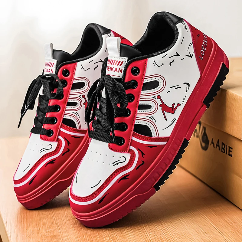 

Новинка: Мужские модные кроссовки на платформе с граффити, на шнуровке, для скейтбординга, повседневные