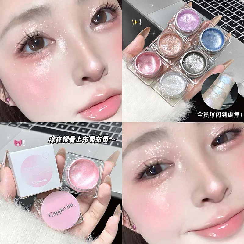 Gesichts- und Augen-Highlighter-Schimmer, leuchtendes Lidschatten-Puder-Make-up, funkelnder Glitzer-Glüh-Körper-Highlighter für Party-Festival