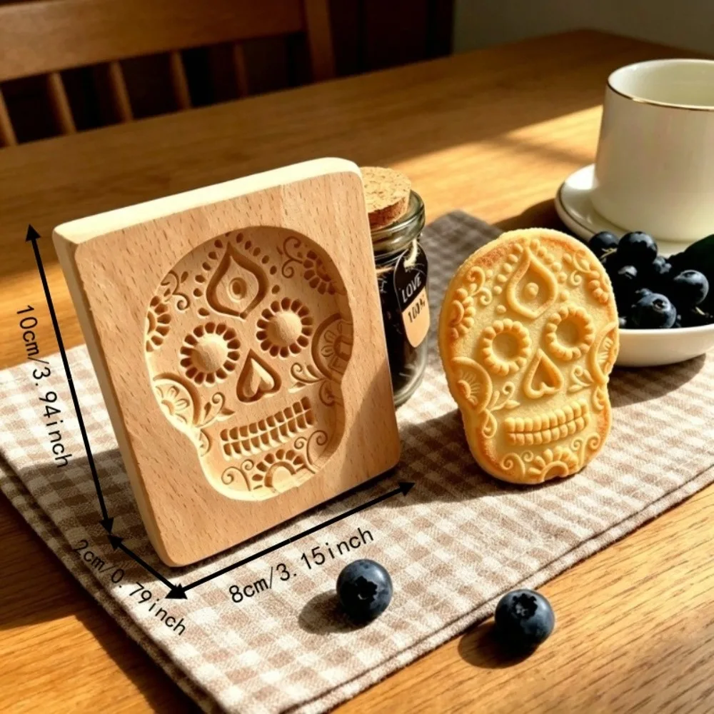 Creative 3D Carved Wooden Cookie Mold Halloween Pumpkin Ghost Baking Tools Embossing Cookie Cutter Mold Baking Molds Party